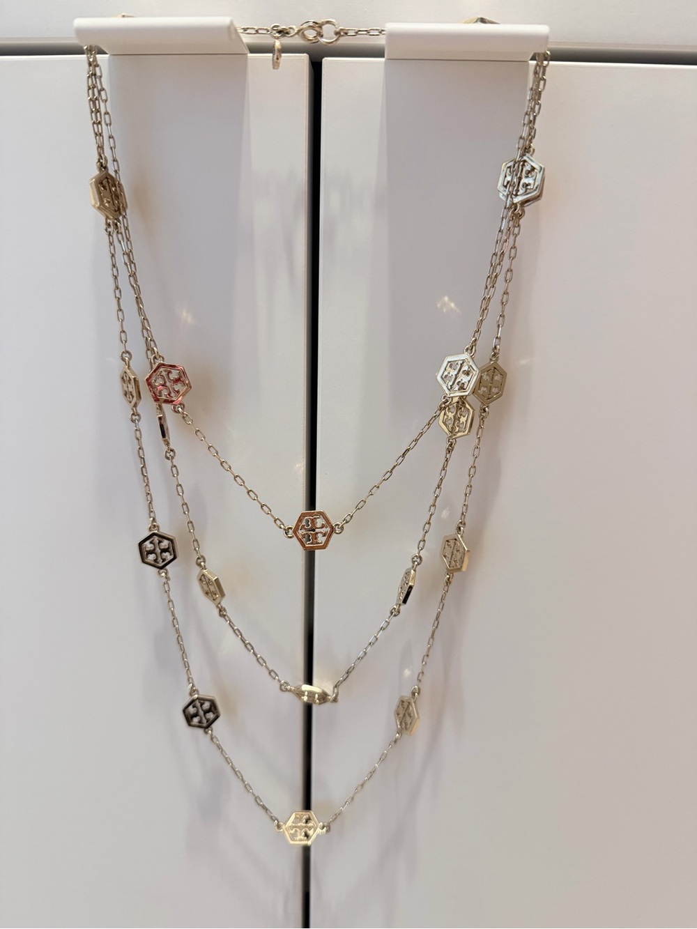 Tory Burch Multi-Tone Hexagon Charm Layered Necklace - gold